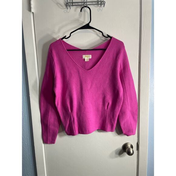 Maeve by Anthropologie Sweater XS Hot Pink Lupita Sporty Country Club Preppy - Picture 2 of 9